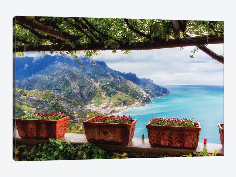 Scenic View From Under A Trellis, Ravello, Amalfi Coast, Campania, Italy by George Oze 1-piece Canvas Wall Art