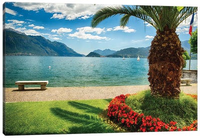 Scenic View Of Lake Como From Park, Maggiore, Lake Como, Lombardy, Italy Canvas Art Print
