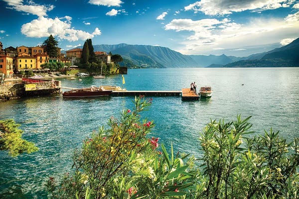 George Oze: Varenna Harbor View by George Oze