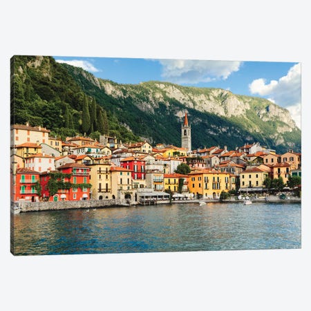 View Of A Town On Lake Como, Varenna, Lombardy, Italy Canvas Print #GOZ288} by George Oze Canvas Print