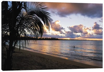 Caribbean Sunset, Vacia Telaga Beach, Pinones Nature Preserve, Puerto Rico Canvas Art Print - Puerto Rico Art