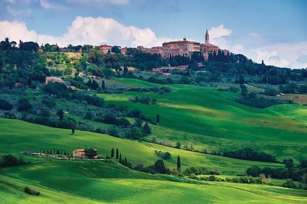 George Oze: View Of The Town Pienza In A Tuscan Countryside, Italy by George Oze