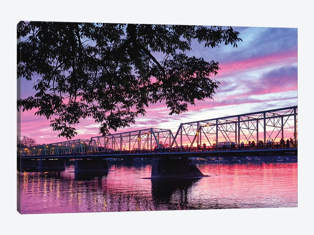 Delaware River Sunset In Lambertville, New Jersey by George Oze 1-piece Canvas Art Print
