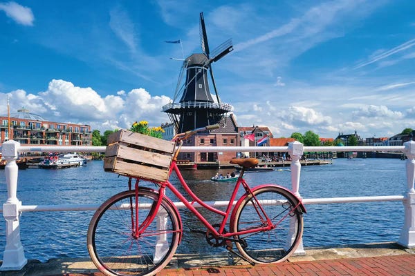 Netherlands: Dutch Essentials Bicycle And A Windmill by George Oze