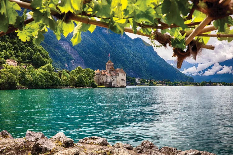 Castle View on Lake Geneva, Chillon Castle, Switzerland