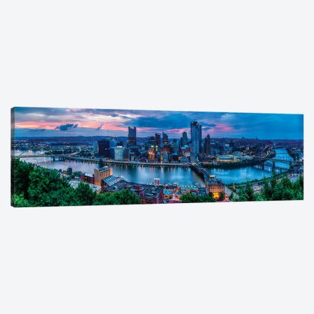 Skyline Panorama Of Pittsburgh Viewed From Mount Washington Canvas Print #GOZ310} by George Oze Canvas Art Print
