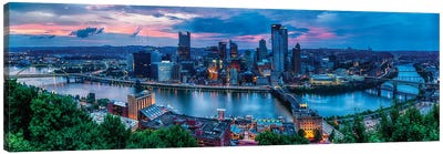 Skyline Panorama Of Pittsburgh Viewed From Mount Washington Canvas Art Print - Pittsburgh Art