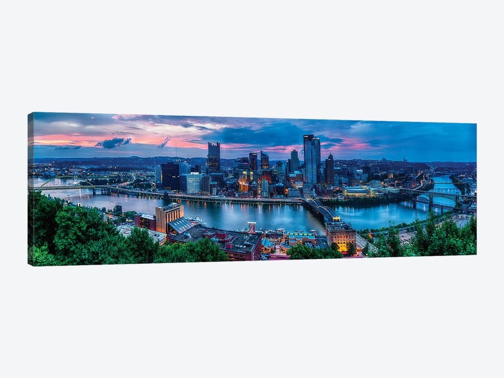 Skyline Panorama Of Pittsburgh Viewed From Mount Washington by George Oze 1-piece Canvas Wall Art