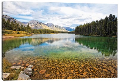 Lake Johnson Tranquility, Banff, Canada Canvas Art Print - George Oze