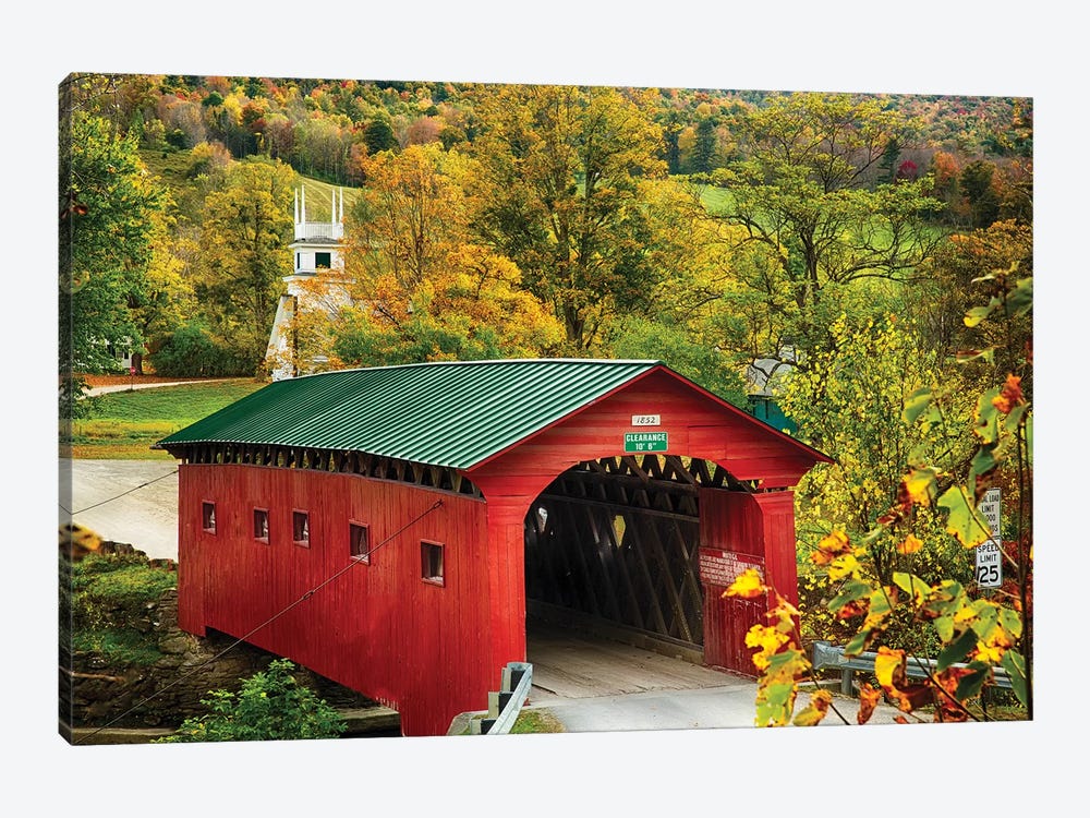 Scenic Covered Bridge Of West Arlington, Vermont by George Oze 1-piece Art Print