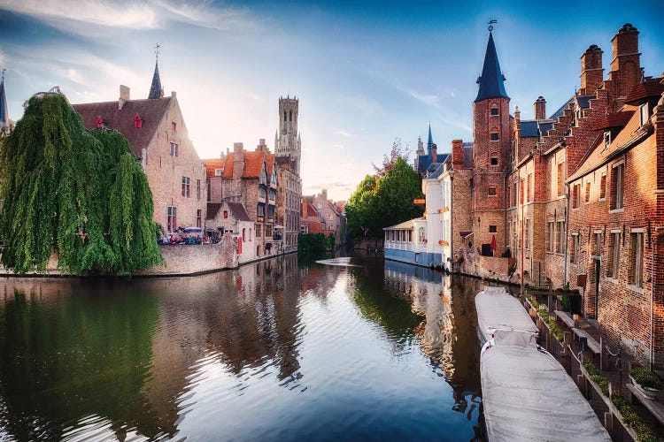 Bruges With Water Canal At Late Afternoon