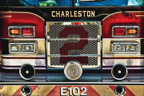 Charleston: Charleston Fire Engine Front Close Up by George Oze