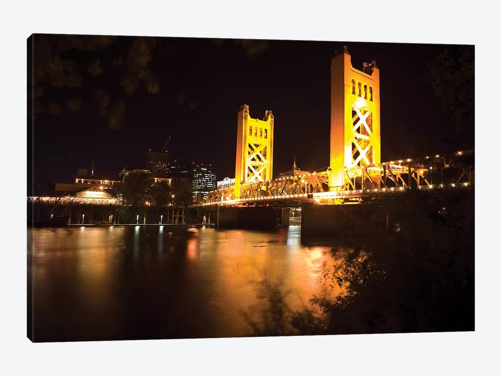 Tower Bridge Of Sacramento At Night by George Oze 1-piece Canvas Artwork