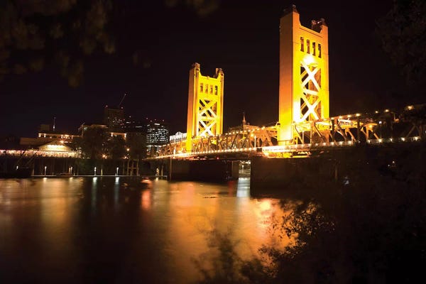 Famous Bridges: Tower Bridge Of Sacramento At Night by George Oze