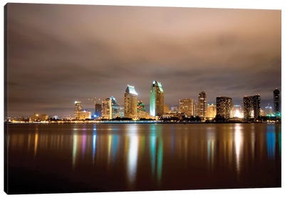 San Diego Night Panorama Canvas Art Print - San Diego Skylines