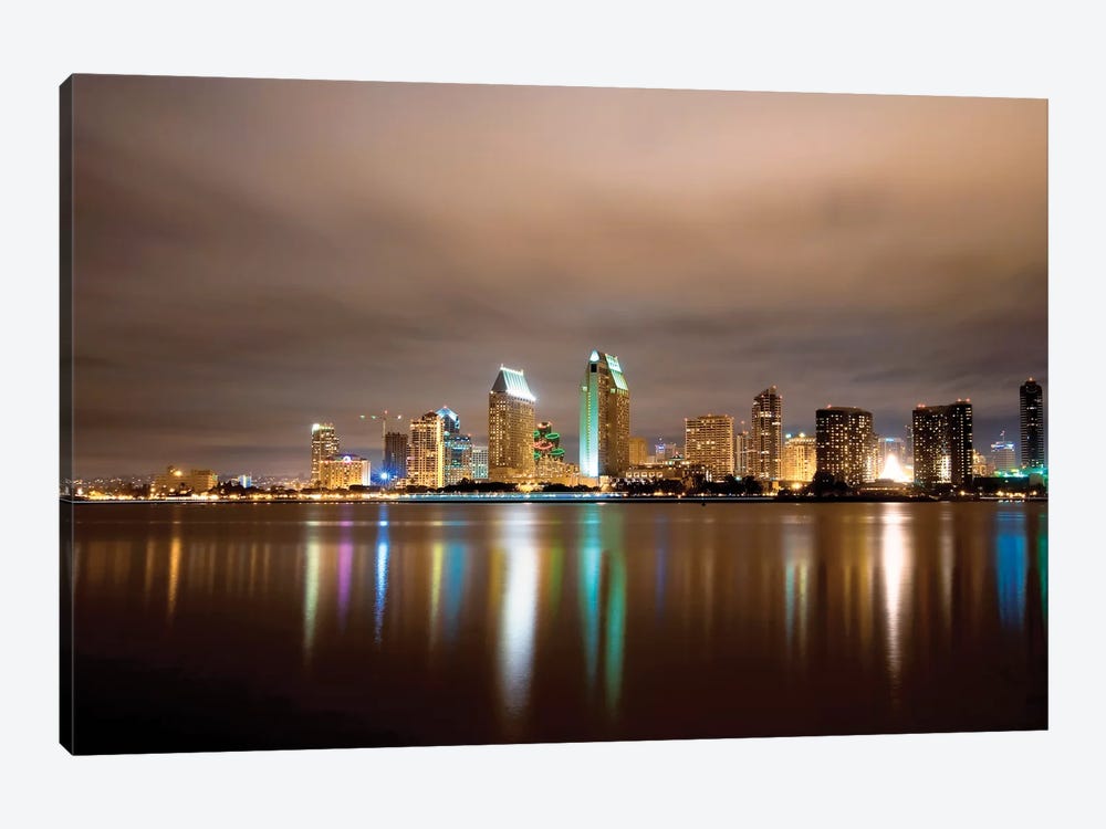 San Diego Night Panorama by George Oze 1-piece Canvas Print
