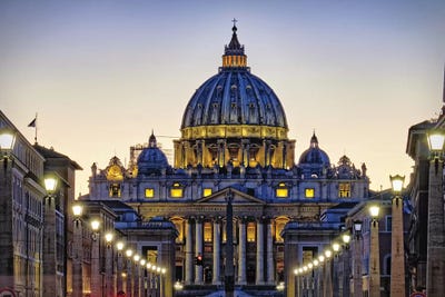 The Papal Basilica Of St Peters At Night by George Oze art print