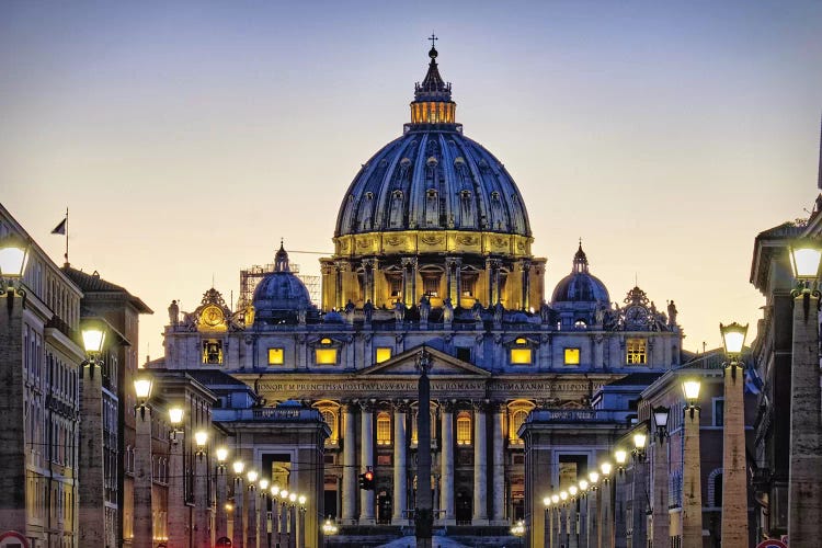 The Papal Basilica Of St Peters At Night