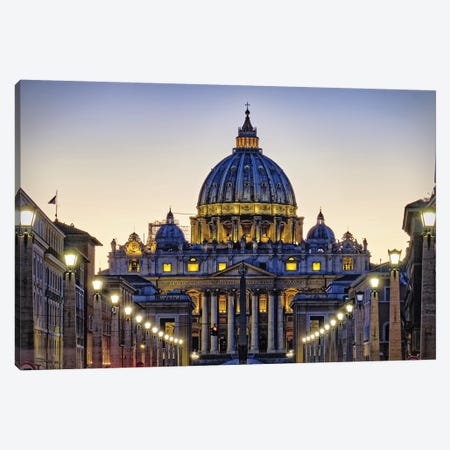 The Papal Basilica Of St Peters At Night Canvas Print #GOZ335} by George Oze Canvas Art