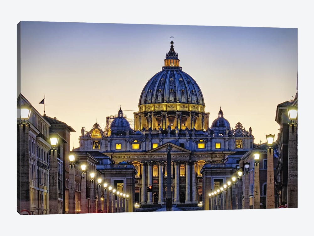 The Papal Basilica Of St Peters At Night by George Oze 1-piece Art Print