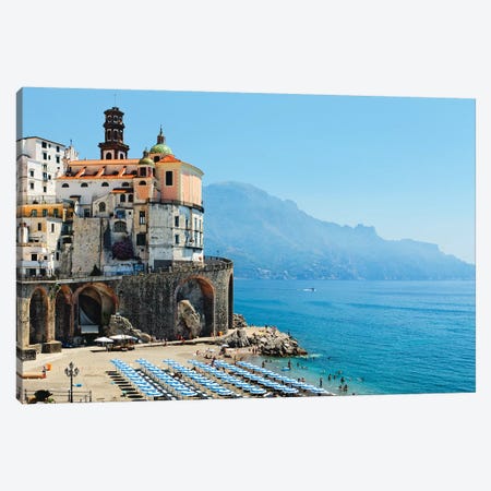 Atrani Beach, Amalfi Coat, Italy Canvas Print #GOZ336} by George Oze Canvas Wall Art