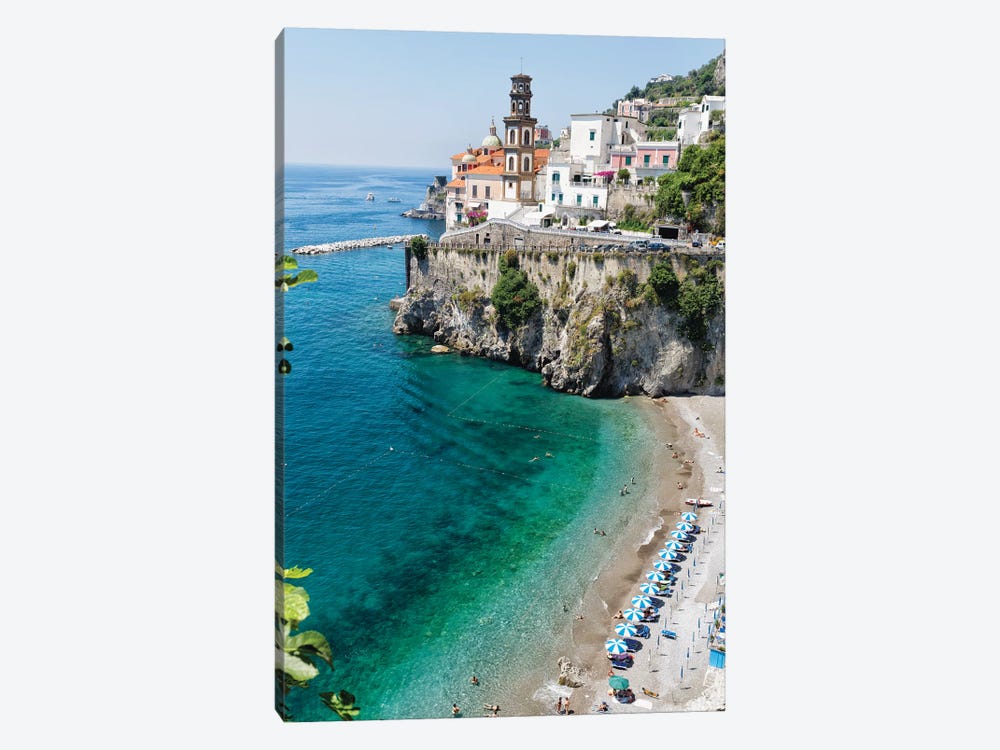 High Angle View Of A Beach At The Amalfi Coast, Atrani, Campania, Italy by George Oze 1-piece Canvas Print