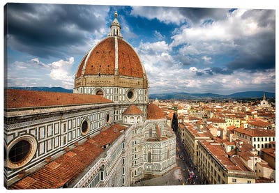 Dome Of The Basilica Of Saint Mary Of The Flower, Florence, Tuscany, Italy Canvas Art Print - George Oze