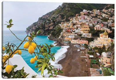 Positano Spring View, Amalfi Coast, Italy Canvas Art Print - Coastal Village & Town Art