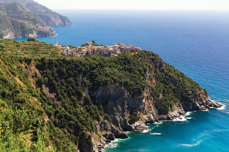 Town On A Cliff At Seaside, Corniglia, Cinque Terre, Liguria, Italy