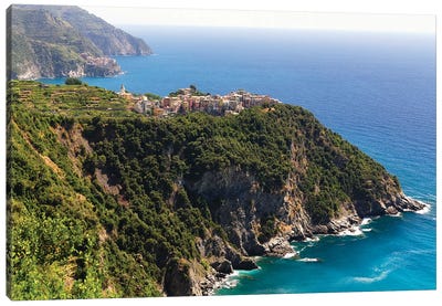 Town On A Cliff At Seaside, Corniglia, Cinque Terre, Liguria, Italy Canvas Art Print