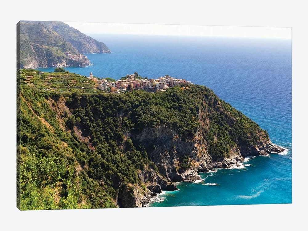 Town On A Cliff At Seaside, Corniglia, Cinque Terre, Liguria, Italy by George Oze 1-piece Canvas Wall Art