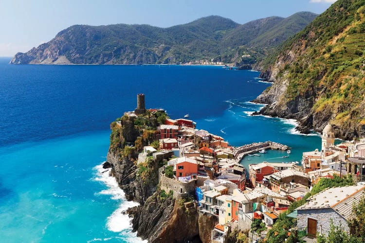 Coastal Town On A Cliff, Vernazza, Cinque Terre, Liguria, Italy by George Oze wall art