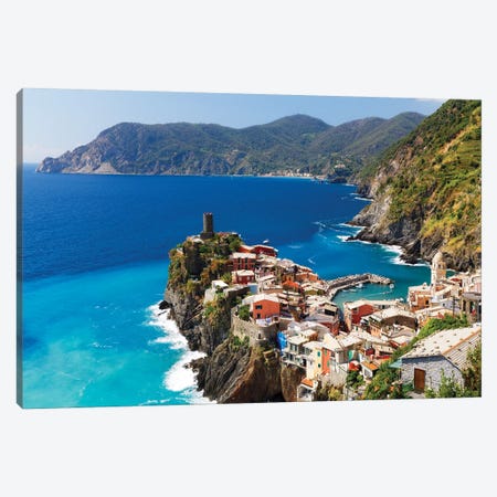 Coastal Town On A Cliff, Vernazza, Cinque Terre, Liguria, Italy Canvas Print #GOZ344} by George Oze Art Print
