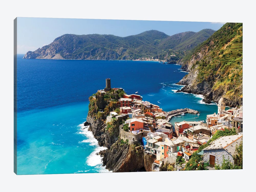 Coastal Town On A Cliff, Vernazza, Cinque Terre, Liguria, Italy by George Oze 1-piece Art Print