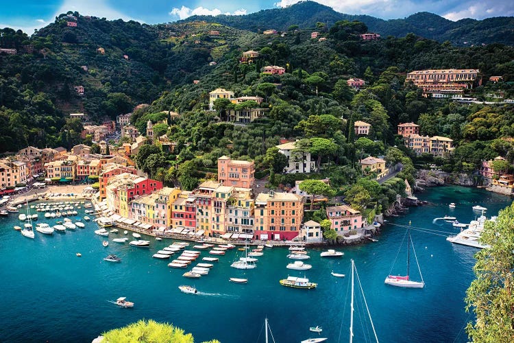 Portofino With The Inner Harbor, Liguria, Italy by George Oze wall art