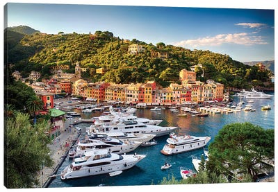 Portofino Harbor With Yachts, Liguria, Italy Canvas Art Print - Genoa