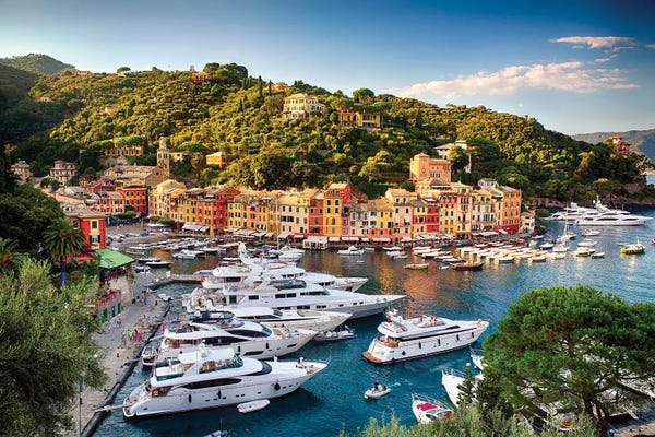 Liguria: Portofino Harbor With Yachts, Liguria, Italy by George Oze