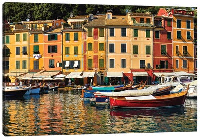 Portofino Harbor Scene, Liguria, Italy Canvas Art Print - George Oze