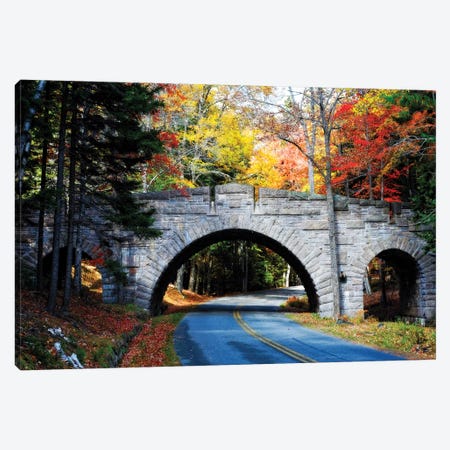 Stone Bridge Over A Carriage Road, Acadia National Park, Maine Canvas Print #GOZ352} by George Oze Canvas Art Print