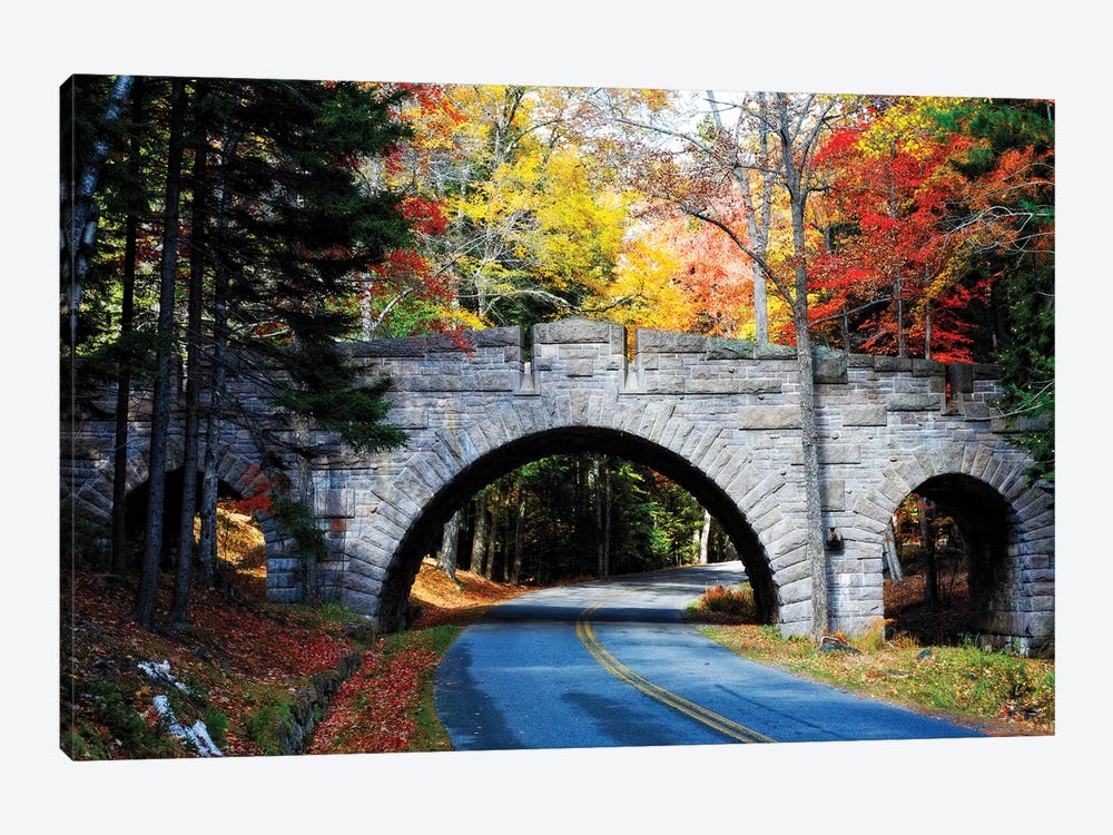 Stone Bridge Over A Carriage Road, Acadia National Park, Maine by George Oze 1-piece Canvas Art