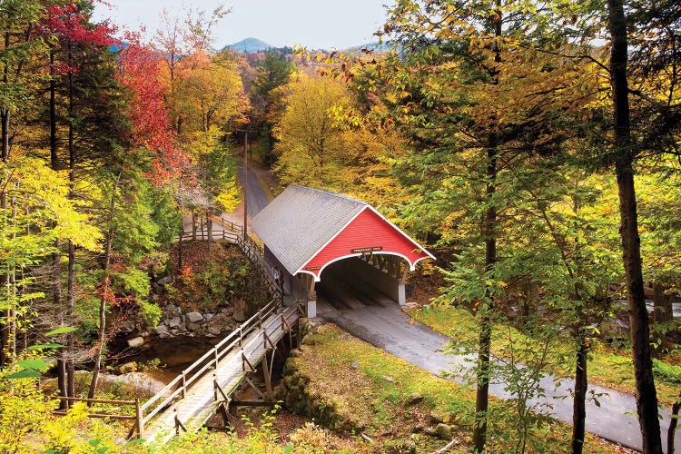 The Flume Covered Bridge, New Hampshire by George Oze wall art