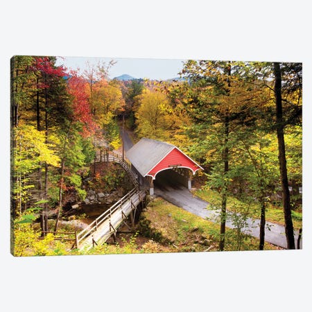 The Flume Covered Bridge, New Hampshire Canvas Print #GOZ355} by George Oze Canvas Artwork