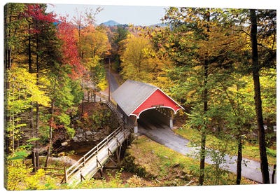 The Flume Covered Bridge, New Hampshire Canvas Art Print - New Hampshire