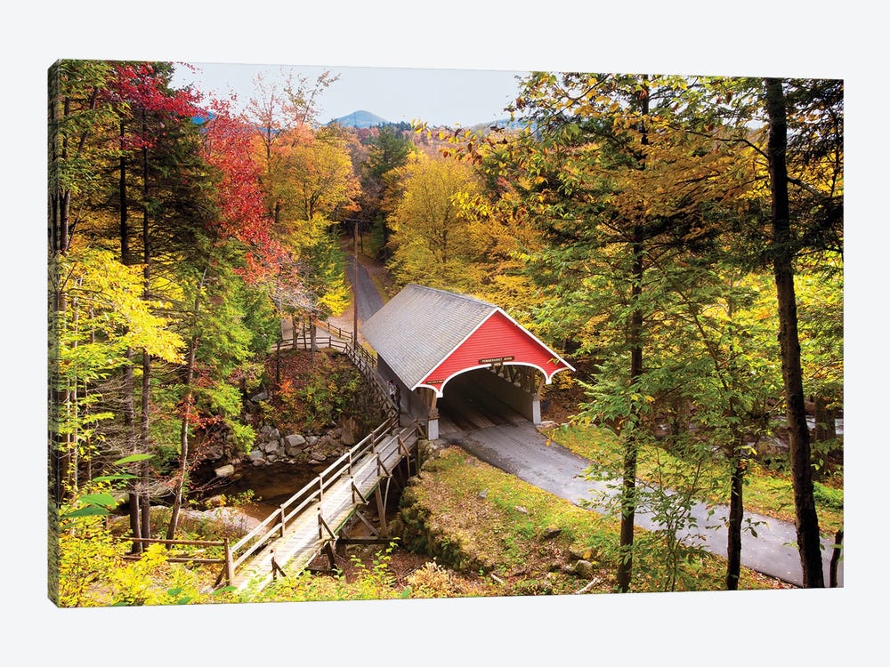 The Flume Covered Bridge, New Hampshire by George Oze 1-piece Canvas Art Print
