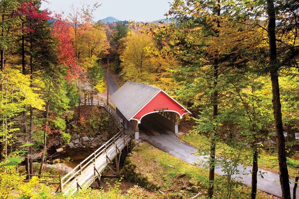 George Oze: The Flume Covered Bridge, New Hampshire by George Oze