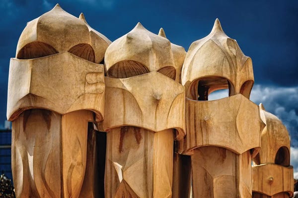 Catalonia: Chimneys of La Pedrera, Barcelona, Catalonia, Spain by George Oze