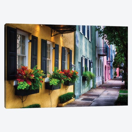 Rainbow Row, Row Of Colorful Historic Houses,East Bay Street, Charleston, South Carolina Canvas Print #GOZ361} by George Oze Canvas Art