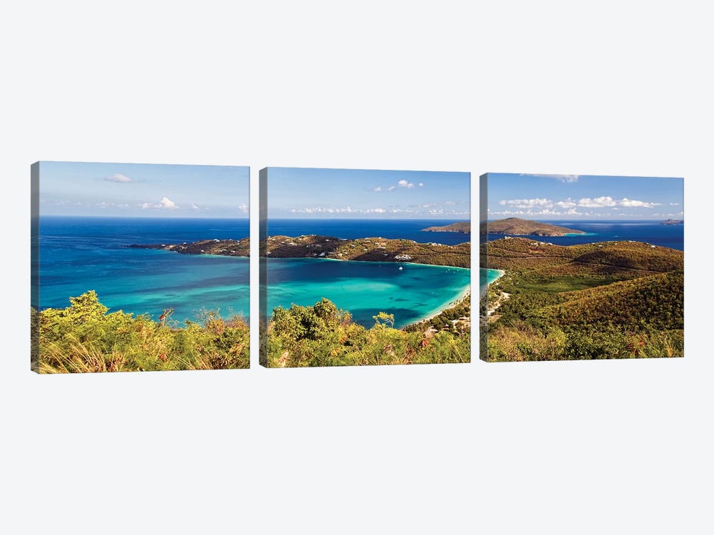 Panoramic Aerial View Of Magens Bay, St Thomas, Us Virgin Islands by George Oze 3-piece Canvas Artwork