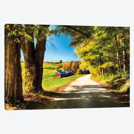 Vermont Farm Along A Country Road Canvas Print #GOZ364} by George Oze Canvas Art Print