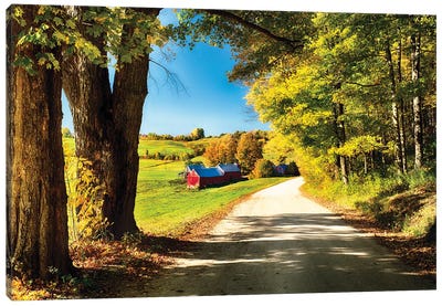 Vermont Farm Along A Country Road Canvas Art Print - George Oze